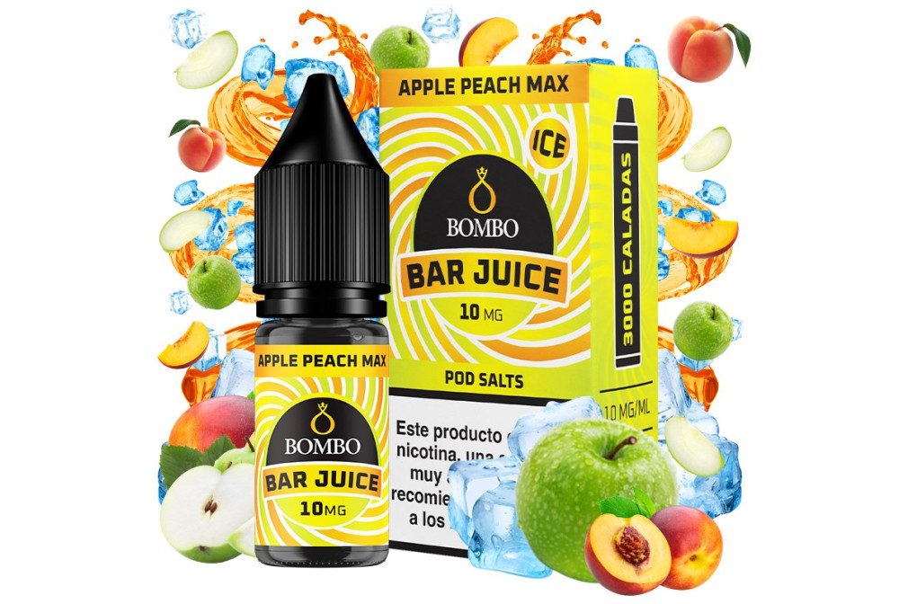 APPLE PEACH MAX 10MG 10ML SALT - BOMBO BAR JUICE APPLE PEACH MAX 10MG 10ML SALT - BOMBO BAR JUICE